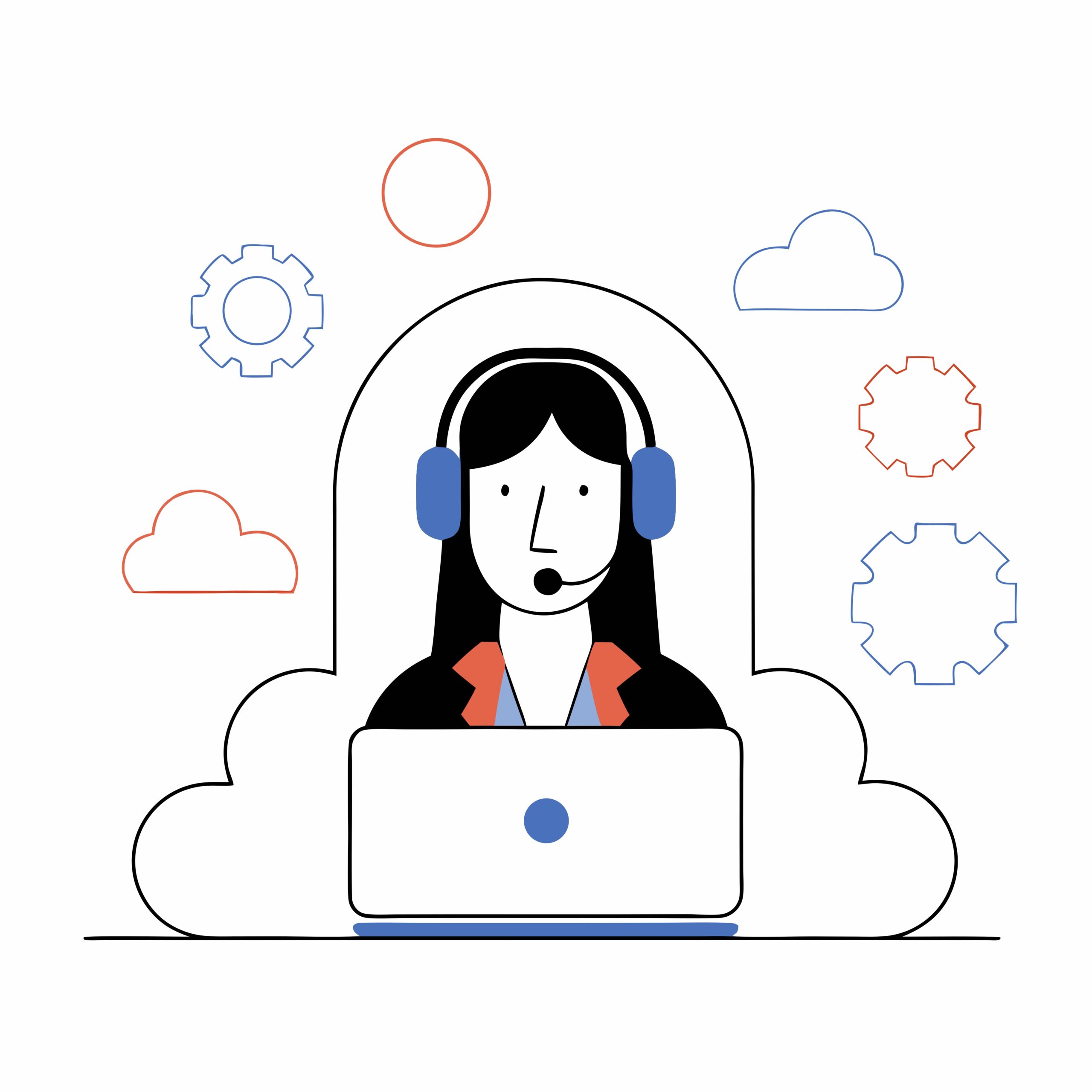 alt="Call center operator wearing headphones answering a call"
